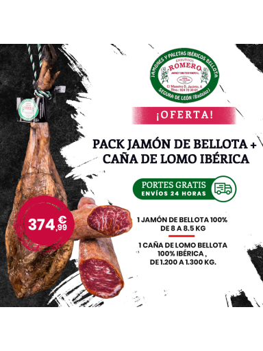 ¡OFERTA! Pack Jamón de Bellota 100%  + 1 Caña de Lomo Bellota + Portes GRATIS