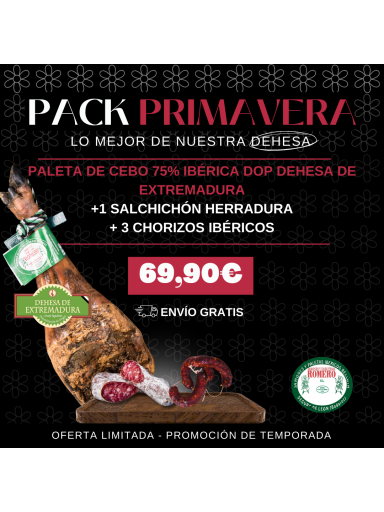 ¡OFERTA! Pack Paleta de Cebo de Campo Ibérica 75% Raza Ibérica  + 3 Chorizos + 1 Salchichón + Portes GRATIS