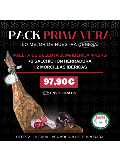 ¡OFERTA! Pack MONTANERA: Paleta de Bellota + 1 Salchichón + 2 Morcillas + Portes GRATIS